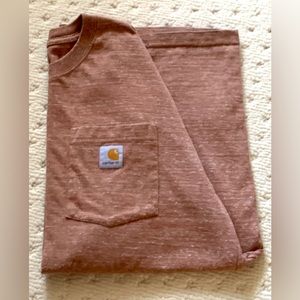Men's Medium Brick Heather 55/45 Cotton Poly Blend CARHARTT Pocket Work T Shirt